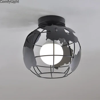  модерен led Ретро ретро тавана лампа globe домашен таванско помещение черна спалня прикроватное осветление коридор Преминаване Бар Офис Фоайето лампа