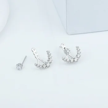  Модерен дизайн 925 сребърни дамски обици с блестящи кристали и очарователни обеци