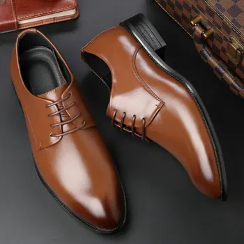  Модерен мъжки модел обувки големи РАЗМЕРИ 48, бизнес и сватбени обувки-oxfords на равна подметка с шнур и остър бомбе, Мъжки Ежедневни кожени обувки 789