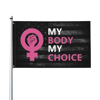  Моето тяло е Моят избор, Флаг на САЩ, в Подкрепа на правата на жените, Двустранен печат, Защита От Избледняване, Балкон, Двор, Градина, Декоративен Банер
