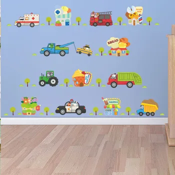  Мультяшные автомобилни пътнически креативни стикери за стена за детски стаи детска детска стая украса на стената автомобилни стикери Детски подарък