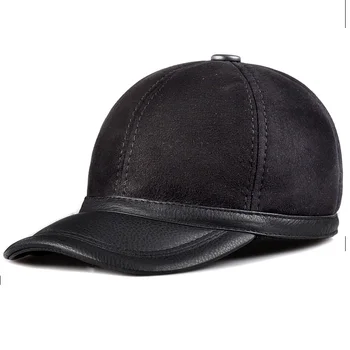  мъжка бейзболна шапка от естествена кожа, маркова новост, мъжка бейзболна шапка от естествена кожа за възрастни, обикновена регулируеми армейските шапки/шапки