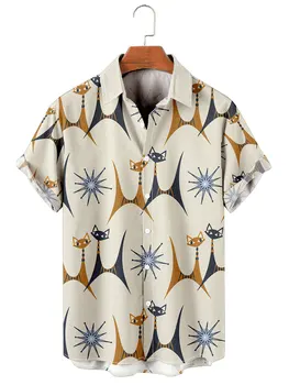  Мъжка мода y2k camisa masculina Ризи Хавайска Риза Художествени Елементи на 3D Принт Уютна Ежедневни Плажни Дрехи Големи Размери С Къс Ръкав