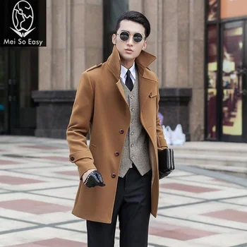 мъжко палто, яке, вълнени смеси със средна дължина, палта, връхни дрехи, висок клас тренч, е много голям плюс-размер M-3XL -9XL 8XL