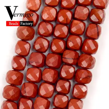  Мъниста от Естествен Камък 5 мм Нарязани Червени Скъпоценни Камъни Яспис Квадратни Мъниста за Бродерия Изработка на Бижута направи си Сам Аксесоари За Гривни