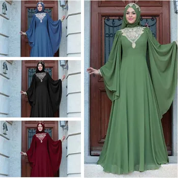  Мюсюлманската рокля абайя ислямска облекло за жени, плюс размер 5xl дубайское рокля-кафтан турски. → дрехи, рокли с ръкави във формата на листа на лотос