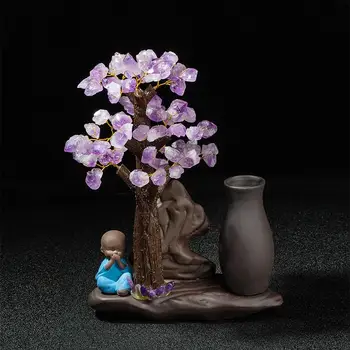  Натурален лилав аметист дърво монах чай домашен любимец керамична ваза с орнаменти за декорация на дома oney Дърво Създаване на Мебели Щастливо Дърво