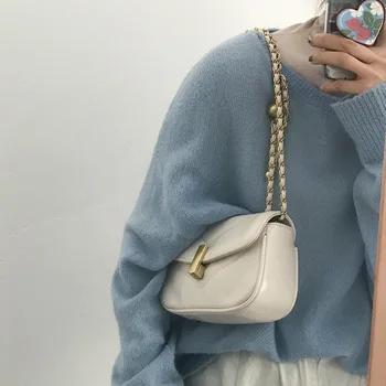  Нова Мода Тенденция на Таблетка верига Див Прост Чанта Дамска Чанта Текстура Чанти Западен Стил Чанта През рамо