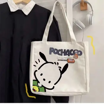  Нова Популярна Kawaii Sanrio Pochacco Сладко Чанта На Рамото За Момичета В Корейски Стил Ins Ретро Голямата Голям Студентски Страхотна Холщовая Чанта С Цип Подарък