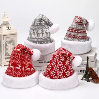  Нова Снежинка Fawn Цвят Вязаная Вълнена Фланелевая Коледна Шапка За Възрастни Зимна Шапка Украса