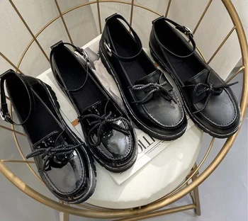  Обувки от мека кожа в британския стил, японската униформи jk, обувки в стил ретро стил колеж, обувки в стил лолита, дамски обувки Mary Jane, обувки kawaii, обувки loli