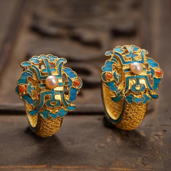  Оригинални дизайнерски уникално древно златно умения Китайски ретро дворцов стил на Забранения Град луксозни дамски сребърни бижута