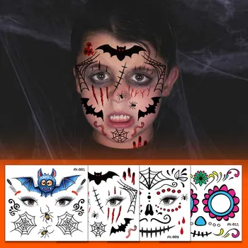 Прехвърляне на вода на Хелоуин, Ден на Мъртвите Татуировки Етикети Празник на Маскарадните Ужасни Белези Детска Временна Стикер на Лицето Татуировка