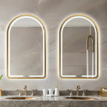  Светъл Душ, Огледало В Банята Осветява Много Нарушения На Сърдечния Огледало Срещу Суета Монтиране На Златното Тоалетка Espejo Pared Decor Баня