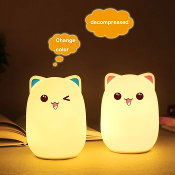  Силиконовата панда led нощна светлина USB акумулаторна карикатура домашни любимци играчки лампа деца детски децата нощни сън декоративно осветление