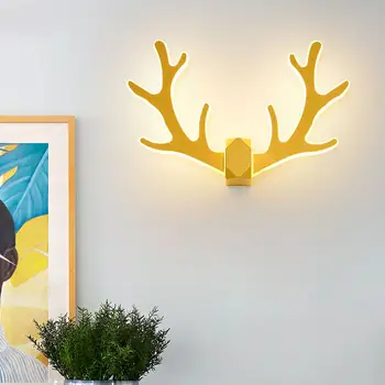  Скандинавска модерно нощно шкафче за спалня модерен минималистичен креативен стенен лампа от оленьего рога, с монтиран на стената лампа за дневна, лестничный лампа