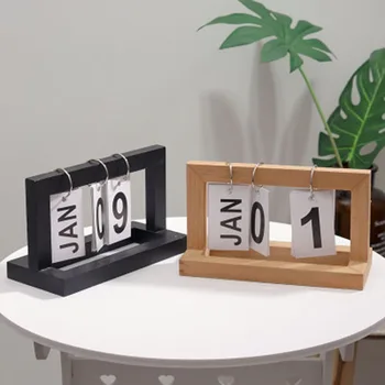  Скандинавски минимализъм творчески дървен календар за обръщане на страниците минималистичен домашен десктоп десктоп календар дървени орнаменти