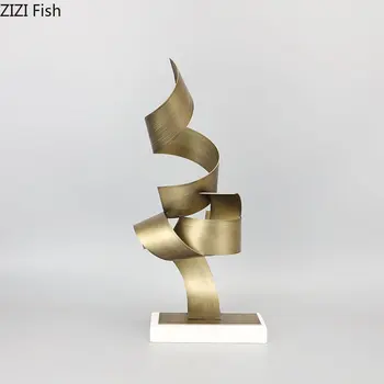  Творчески Златно Сияние Мраморна Основа На Метална Статуя Съвременен Дизайн На Мебелите За Дневна Скулптура Украса На Масата Украса