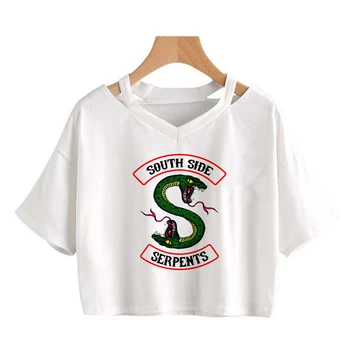  Тениска Riverdale Southside Serpents, Женска Тениска Harajuku Sanke с графично Изображение на Уллзанга, Тениска в Корейски Стил, Аниме, Съкратен Блузи, Тениски, Дамски