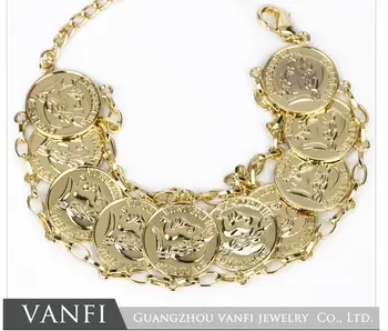  Франция Монета Чар, Мода Златист Цвят Реколта Верига Гривни, Гривни За Жени