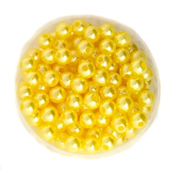  Цвят-жълт Кръг Около 260 бр./лот диаметър от 8 мм. Имитация на пластмасови перли мъниста на едро за вас, за да направите със собствените си ръце CN-BSG01-03YL