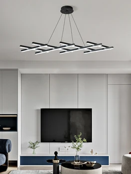  Черна полилей с Променлива форма на лампа за спални лампа за всекидневната тавана led лампа Скандинавски минималистичен led тавана лампа ивица светлина