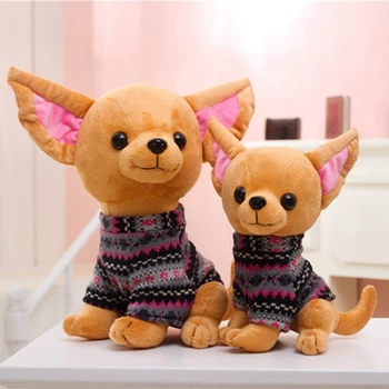  Сладко Кученце Чихуахуа Детска Играчка е Чудесна Мека Куче Играчка Плюшен Мека Имитация на Животински Кукла за Подарък За Рожден Ден за Деца